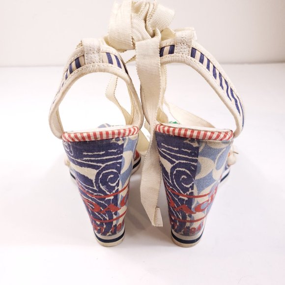 Coach Patchwork Lace Up Tammie Wedge Heels - Picture 4 of 7